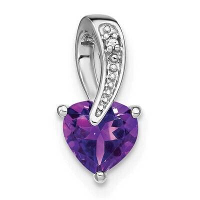 Amethyst Diamond Heart Pendant 14k White Gold PM7009-AM-001-WA, MPN: PM7009-AM-001-WA,