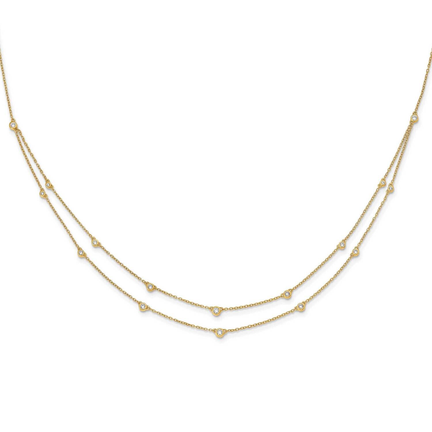 Diamond Multi Station Double StrBracelet 7 Inch 14k Gold PM3755-025-YA, MPN: PM3755-025-YA,