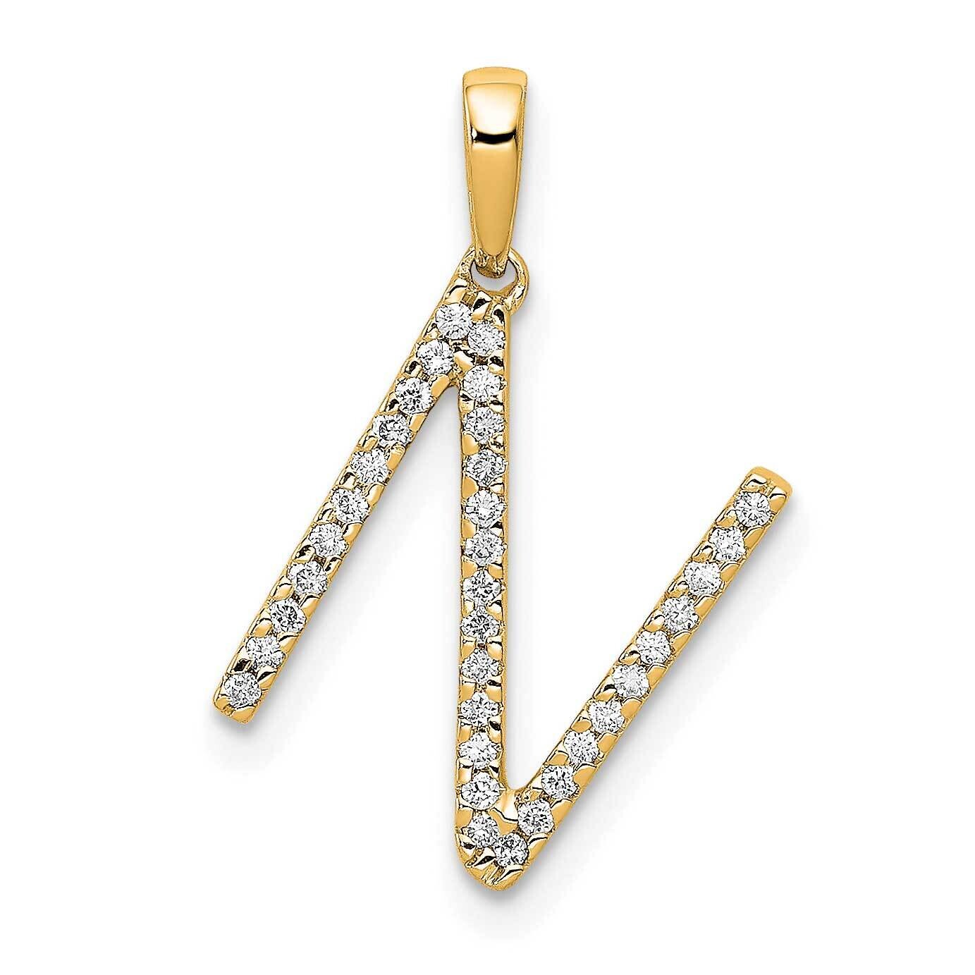 Diamond Letter N Initial Pendant 14k Gold PM5222N-010-YA, MPN: PM5222N-010-YA, 196904071052