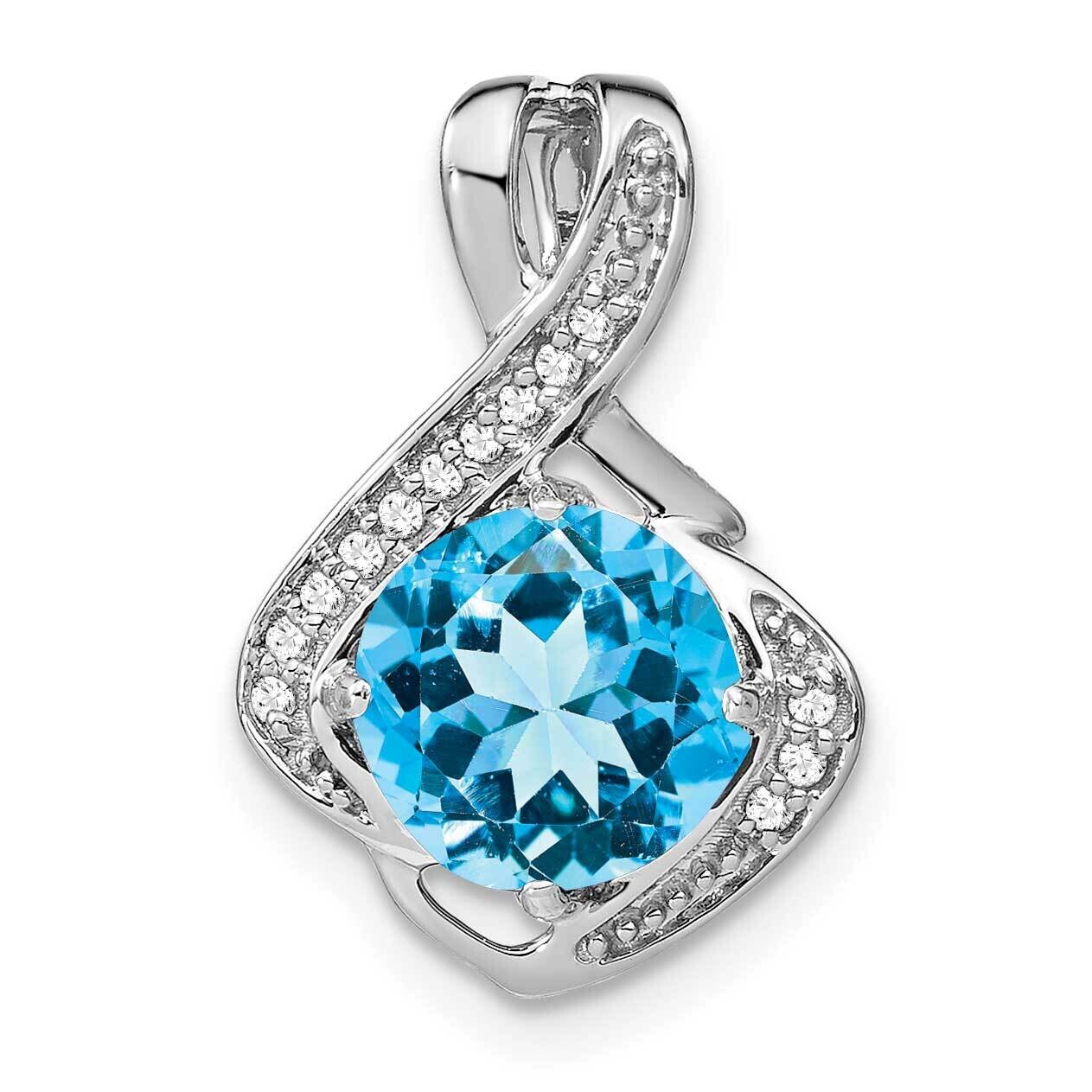 Blue Topaz Diamond Pendant 14k White Gold PM7058-BT-006-WA, MPN: PM7058-BT-006-WA,