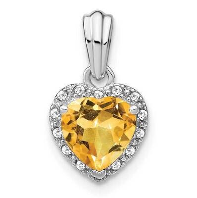 Citrine Diamond Pendant Sterling Silver Rhodium-Plated PM7400-CI-007-SSA, MPN: PM7400-CI-007-SSA,