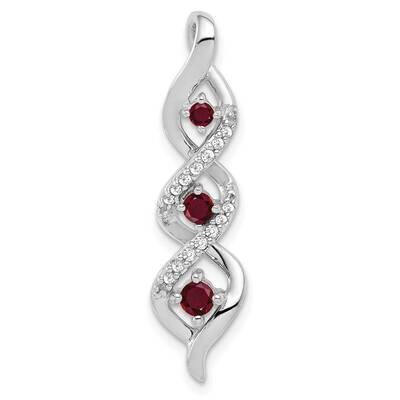 Diamond Created Ruby Twisted Chain Slide 10k White Gold PM5264-CRU-008-0WLG, MPN: PM5264-CRU-008-0W…