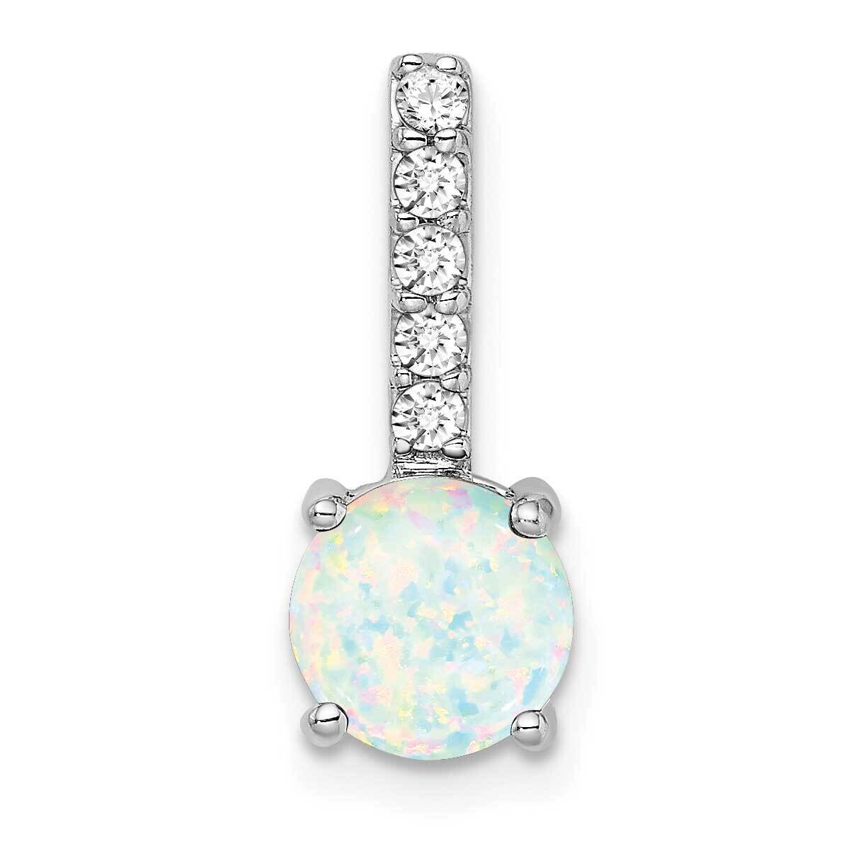 Round Created Opal Diamond Pendant 14k White Gold PM7036-OP-013-WA, MPN: PM7036-OP-013-WA,