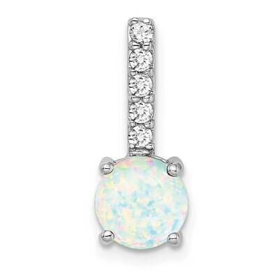 Round Created Opal Diamond Pendant 14k White Gold PM7036-OP-013-WA, MPN: PM7036-OP-013-WA,