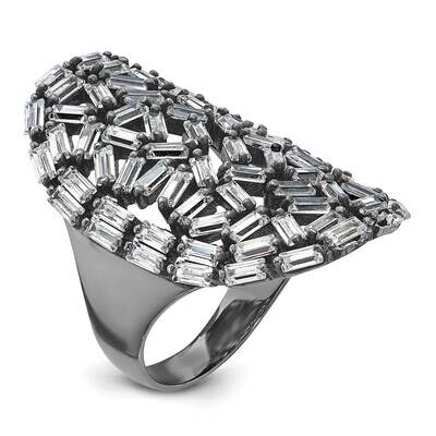 &amp; Black Rhodium Oval Baguette Crystal Ring Sterling Silver J325824012354, MPN: J325824012354, 19110…
