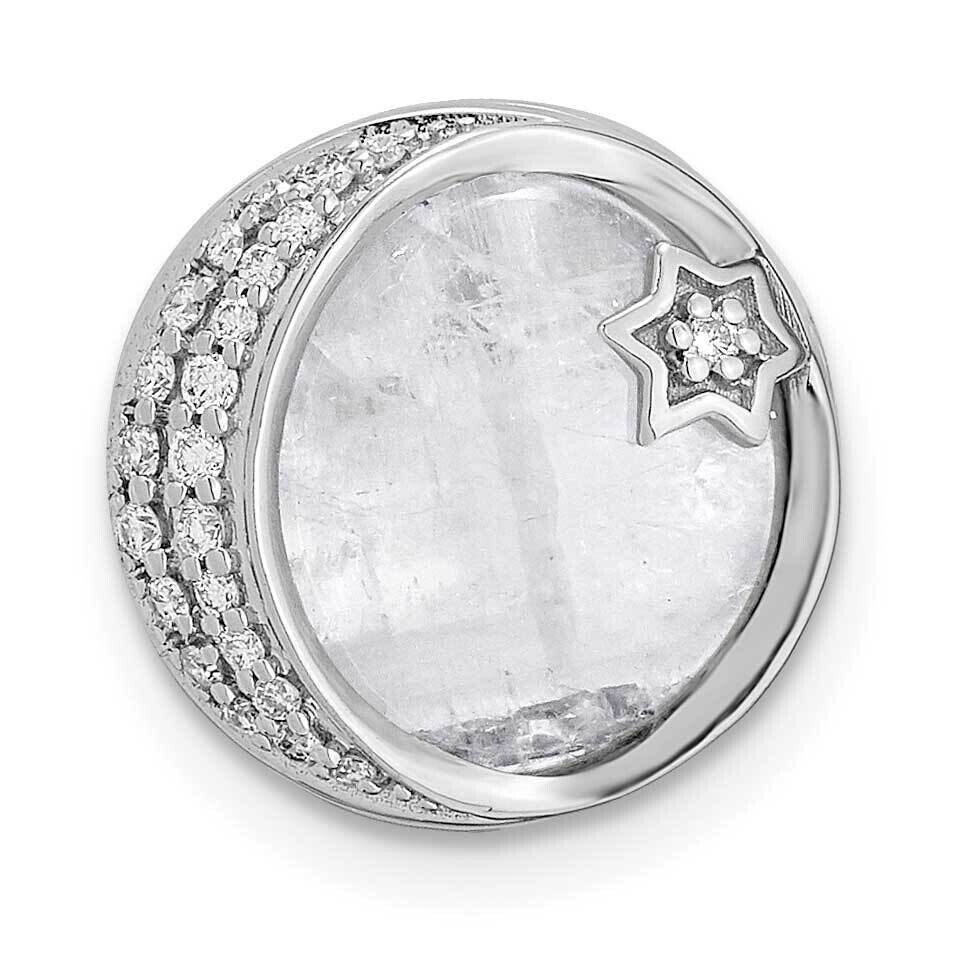 Diamond Moonstone Moon &amp; Star Chain Slide 14k White Gold PM6843-010-WA, MPN: PM6843-010-WA,