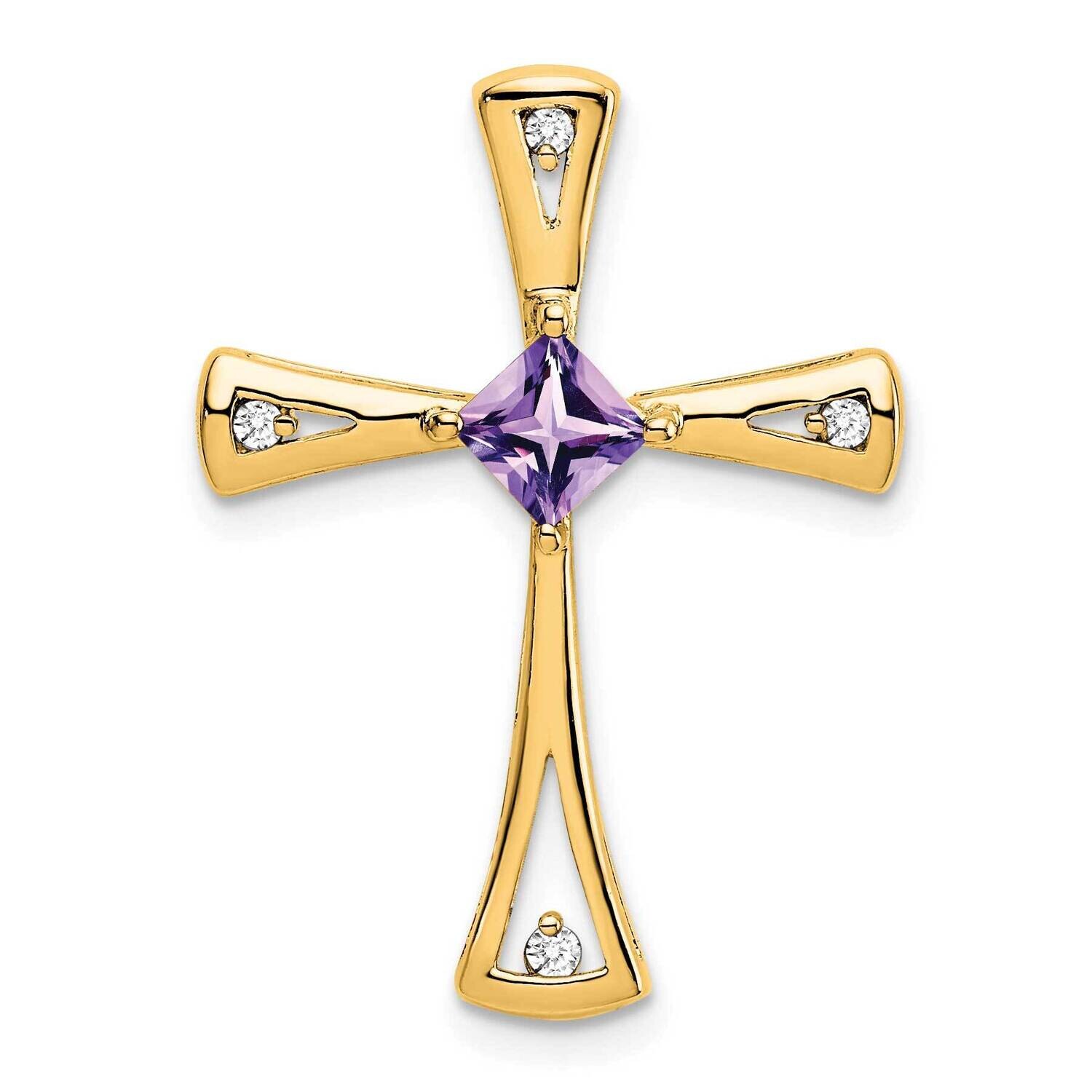 Amethyst Diamond Cross Chain Slide 14k Gold PM7031-AM-005-YA, MPN: PM7031-AM-005-YA,