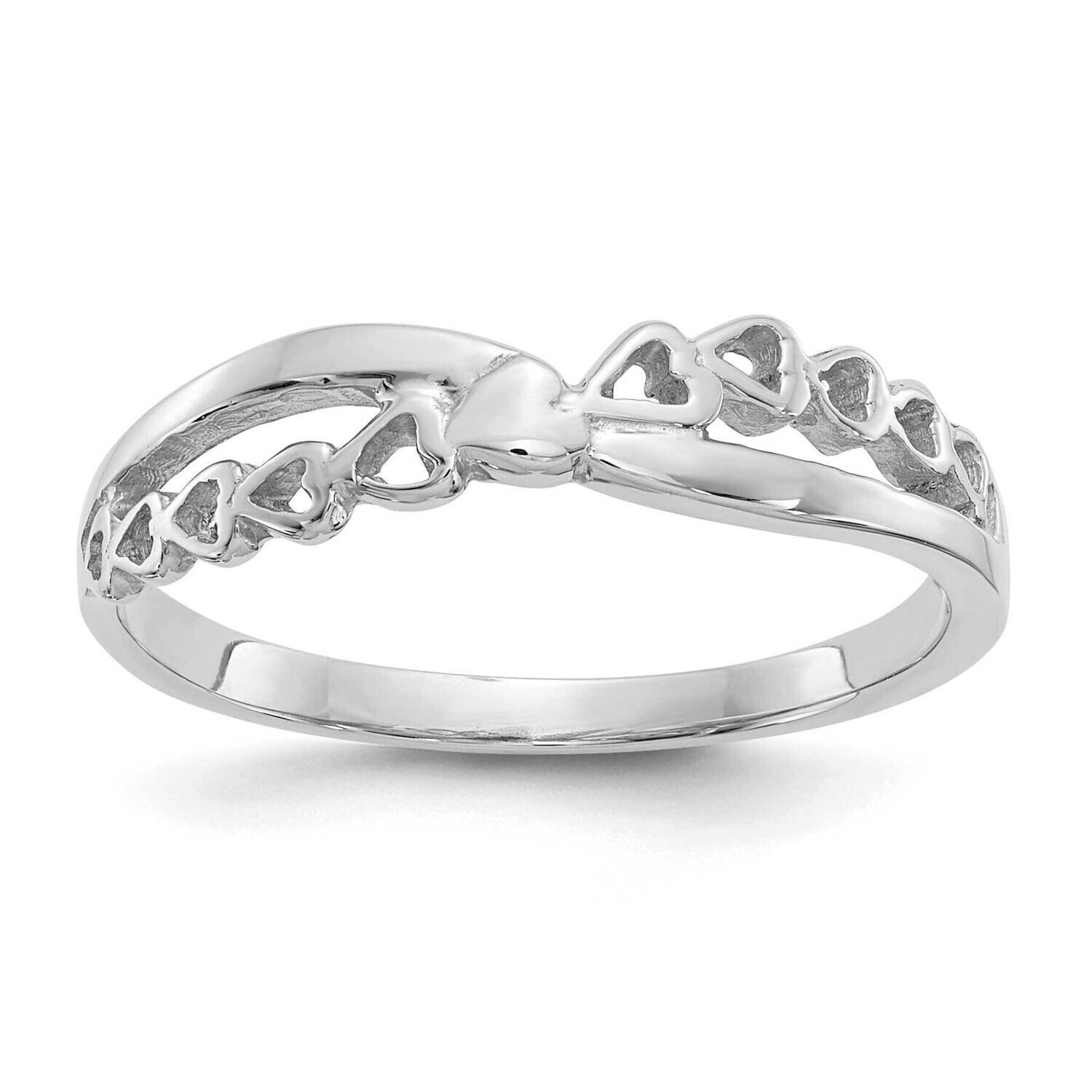 Polished Criss Cross Pattern Hearts Ring 14k White Gold K4568W, MPN: K4568W,
