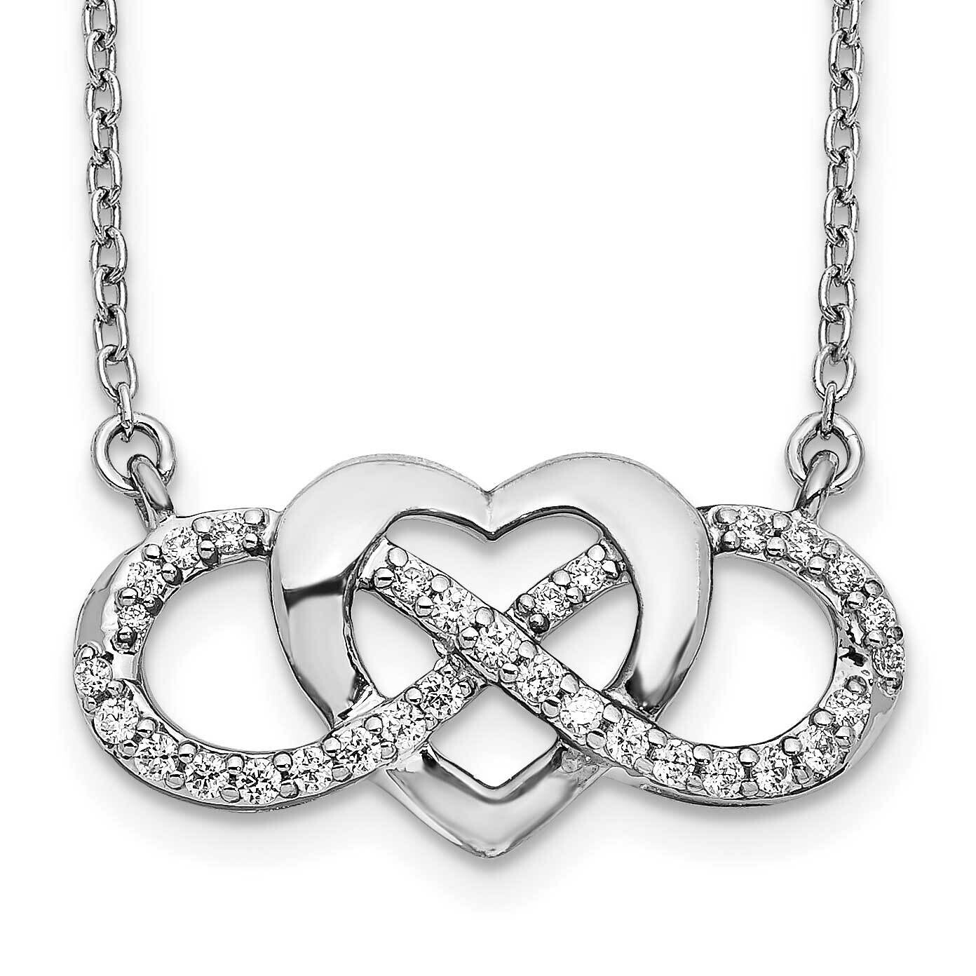 Diamond Infinity Heart 18 Inch Necklace 10k White Gold PM3806-020-1WA, MPN: PM3806-020-1WA,