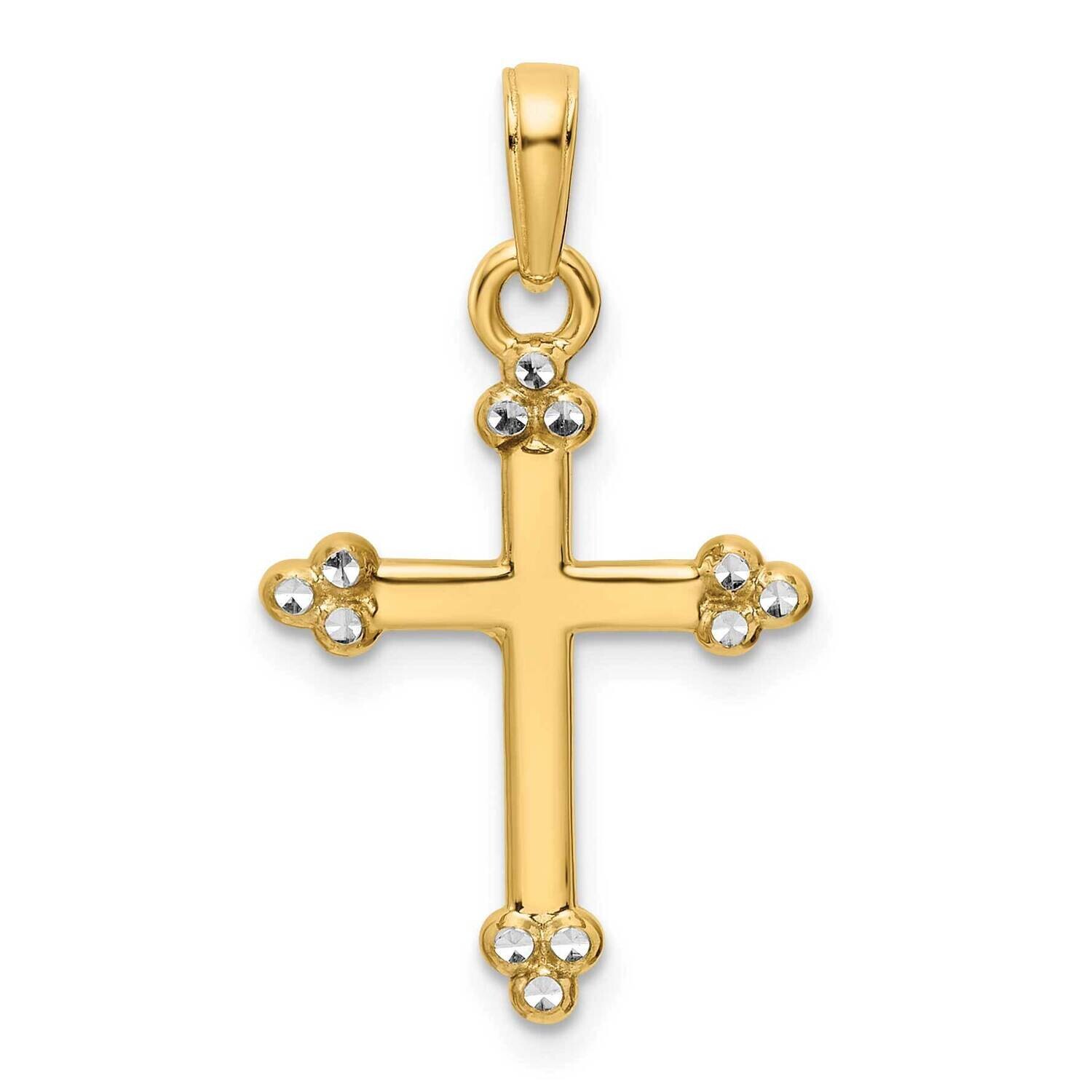 Diamond-Cut Cross Pendant 14k Gold With Rhodium K9799