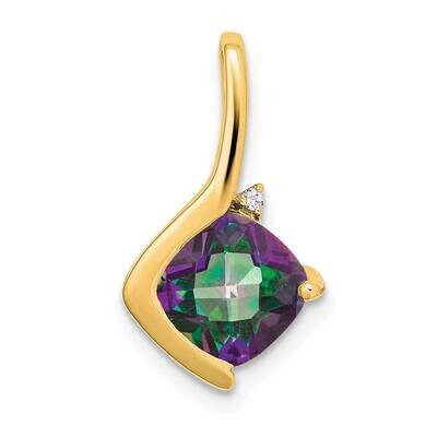 Cushion Mystic Fire Topaz Diamond Pendant 14k Gold PM7046-FT-001-YA, MPN: PM7046-FT-001-YA,