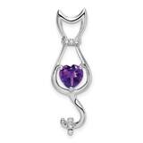 Amethyst Diamond Cat Pendant 14k White Gold PM7030-AM-002-WA, MPN: PM7030-AM-002-WA,