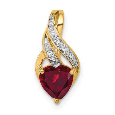 Diamond Created Ruby Polished Heart Pendant 10k Gold PM5277-RU-001-1YA, MPN: PM5277-RU-001-1YA,