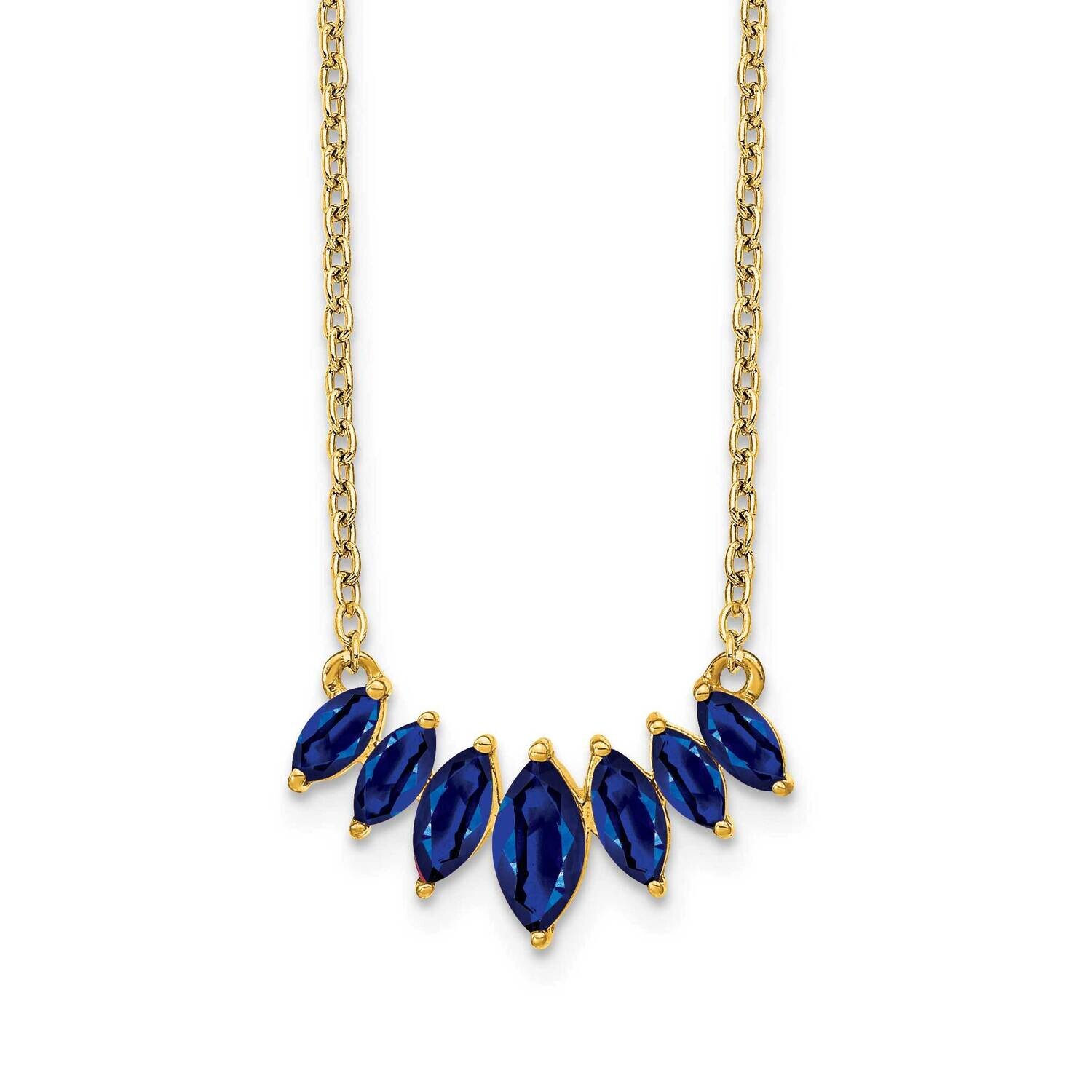 Marquise Sapphire 18 Inch Necklace 14k Gold PM7179-SA-Y, MPN: PM7179-SA-Y, 883957763408