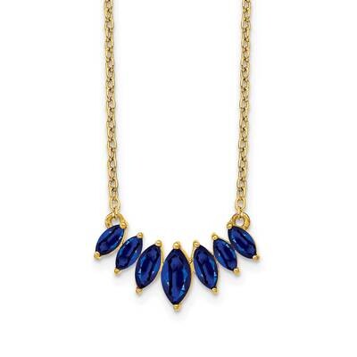 Marquise Sapphire 18 Inch Necklace 14k Gold PM7179-SA-Y, MPN: PM7179-SA-Y, 883957763408