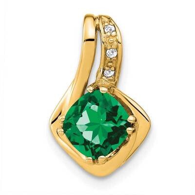 Created Emerald Diamond Chain Slide Pendant 14k Gold PM7117-EM-002-YA, MPN: PM7117-EM-002-YA,
