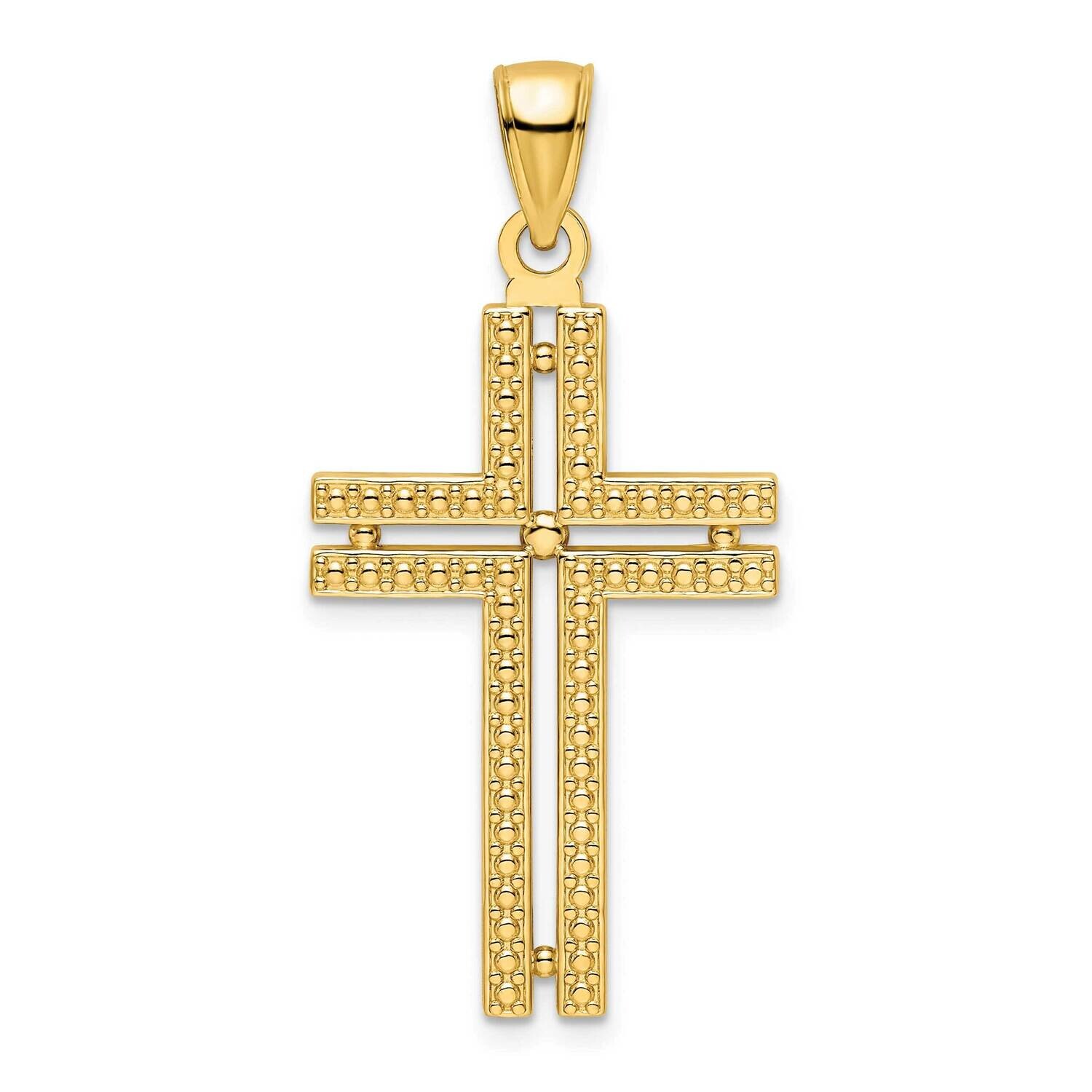 Beaded Cross Pendant 14k Polished Gold K9887, MPN: K9887,