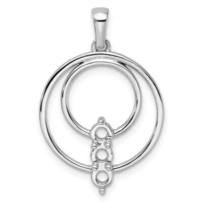 3.2mm Three Stone Circle Pendant Mounting 14k White Gold PM4708-040-W, MPN: PM4708-040-W,