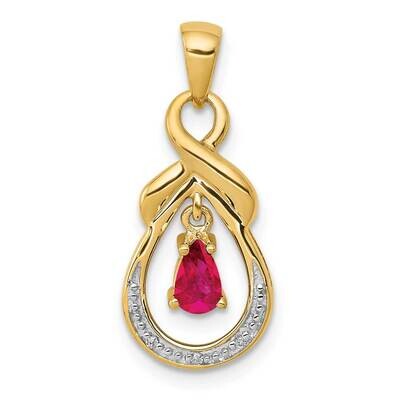 Pear Ruby Diamond Dangle Pendant 10k Gold PM5291-RU-001-1YA, MPN: PM5291-RU-001-1YA,