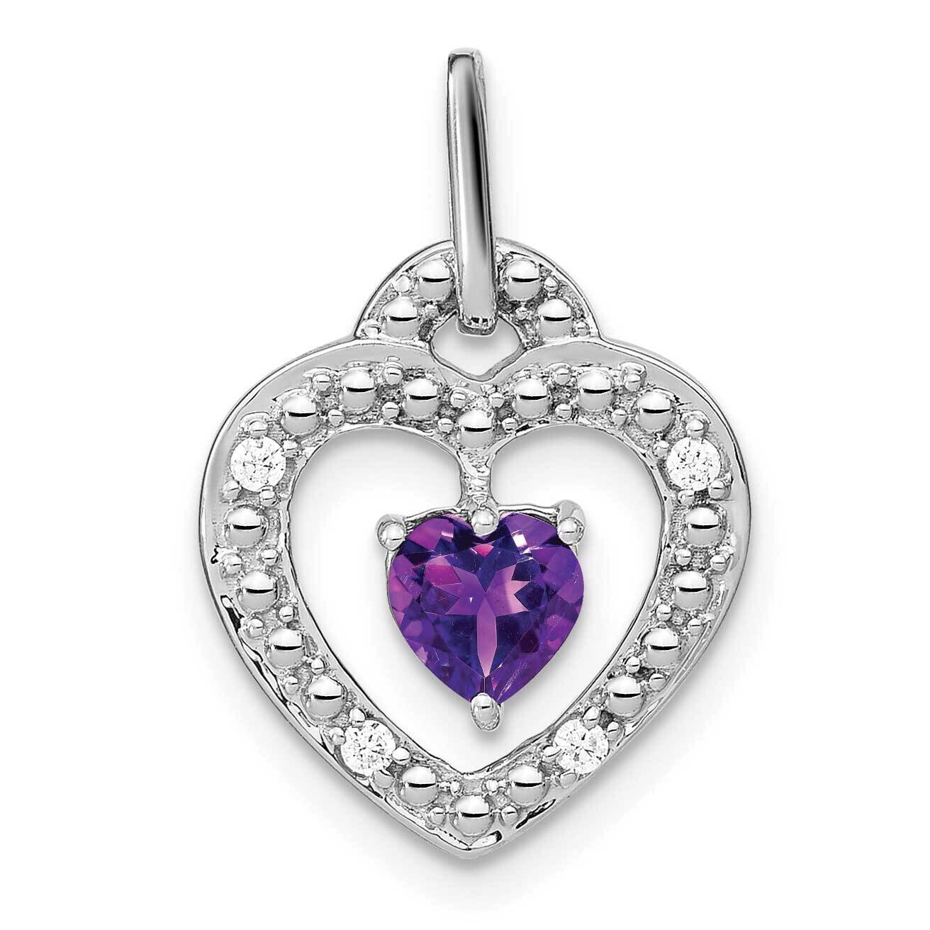 Amethyst Diamond Heart Pendant 14k White Gold PM7022-AM-005-WA
