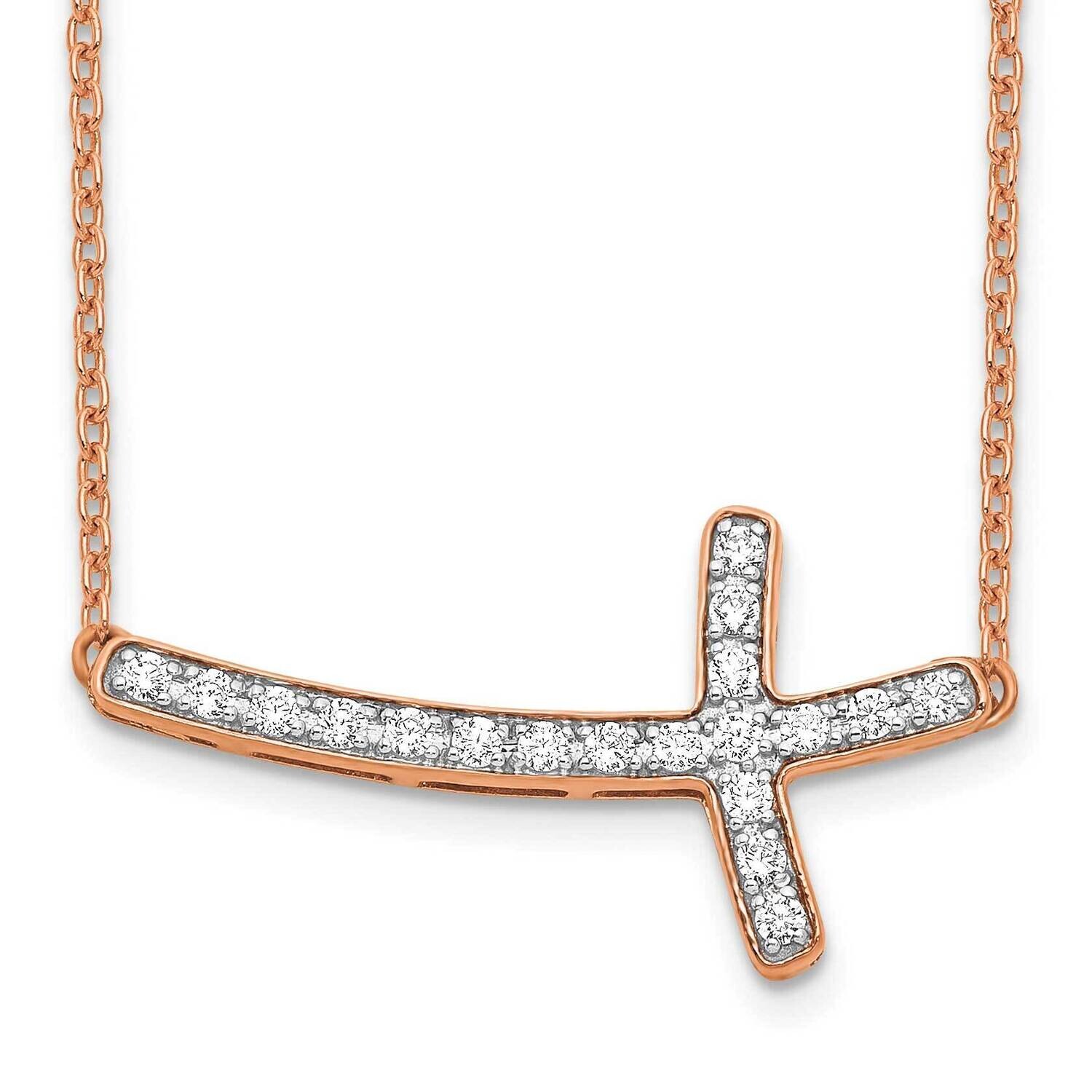 Diamond Sideways Cross 18 Inch Necklace 14k Rose Gold PM4691-025-RA, MPN: PM4691-025-RA,