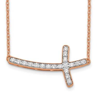 Diamond Sideways Cross 18 Inch Necklace 14k Rose Gold PM4691-025-RA, MPN: PM4691-025-RA,