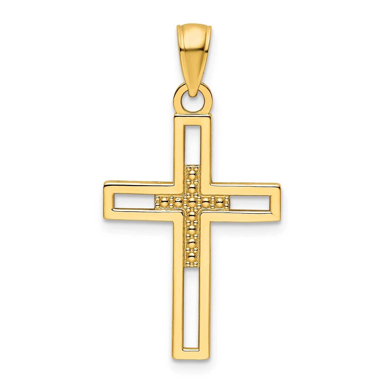 Beaded Cross Pendant 14k Polished Gold K9841