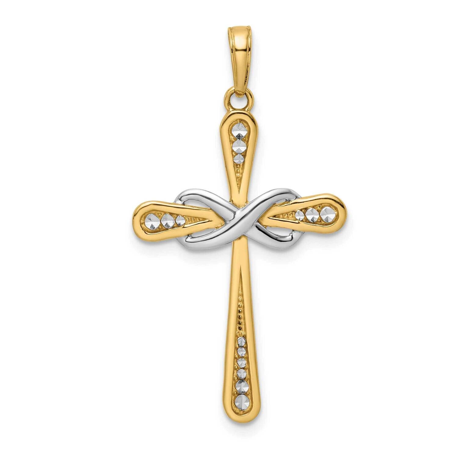 Diamond-Cut Cross &amp; Infinity Pendant 14k Gold With Rhodium K9786