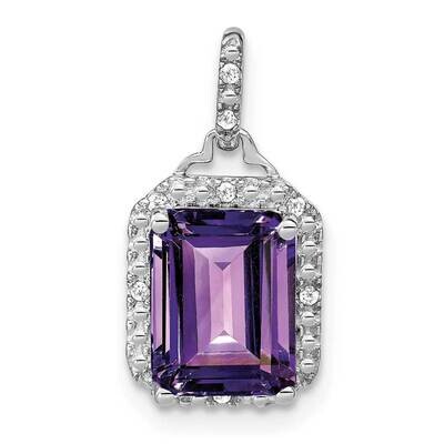 Emerald-Cut Amethyst Diamond Halo Pendant 14k White Gold PM7051-AM-005-WA, MPN: PM7051-AM-005-WA,