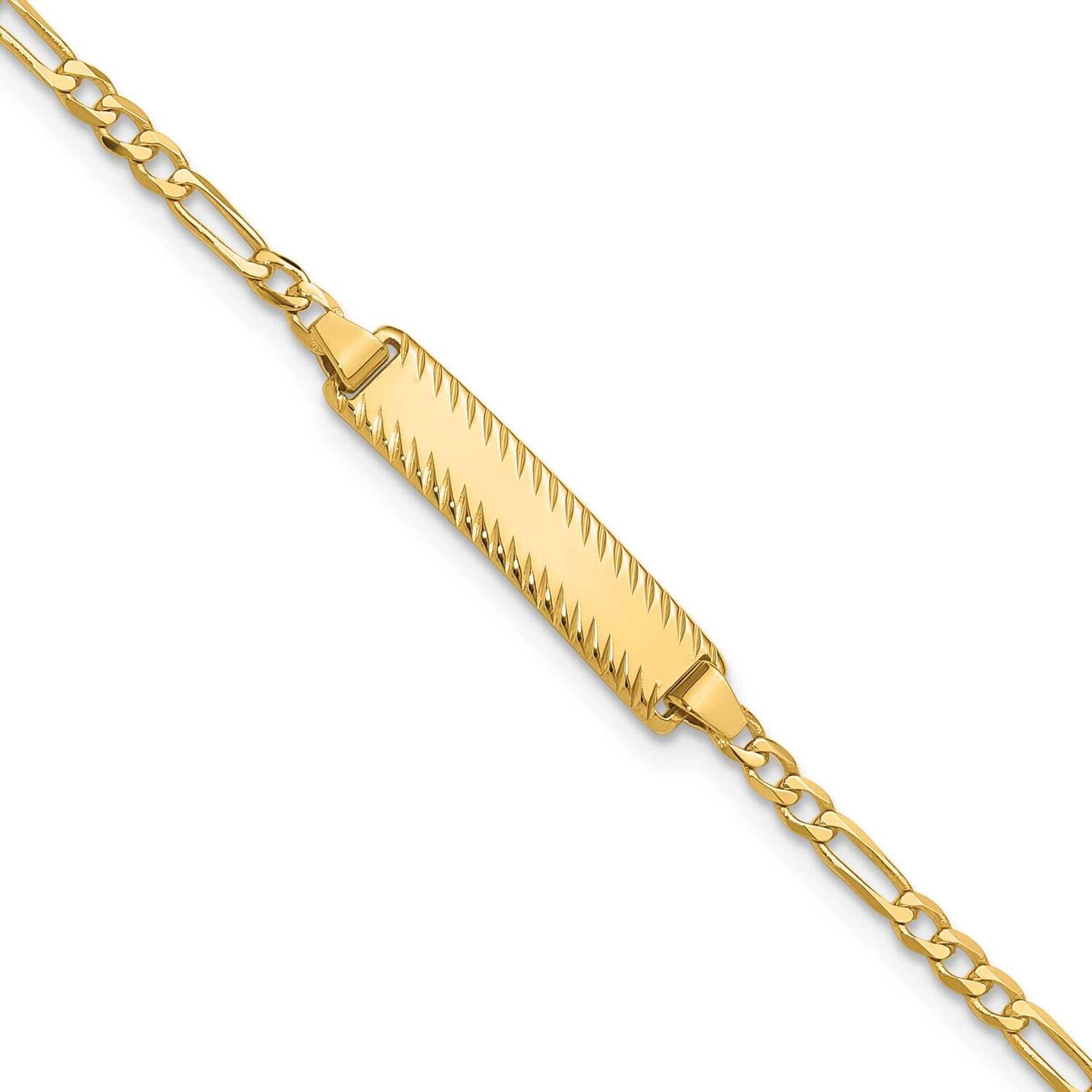 Figaro Diamond Cut Id Bracelet 7 Inch 14k Gold LID94-7