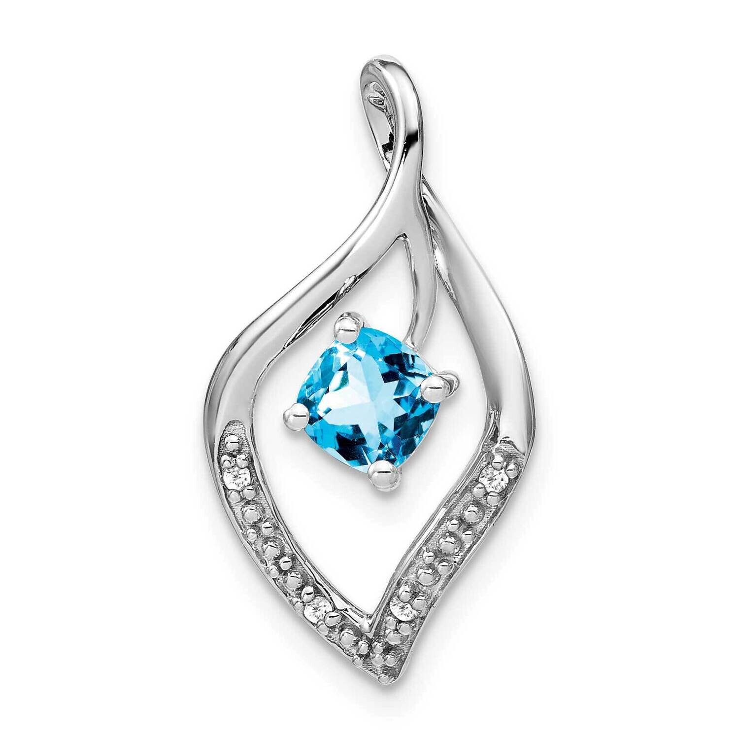 Blue Topaz Diamond Pendant 14k White Gold PM7035-BT-003-WA, MPN: PM7035-BT-003-WA,