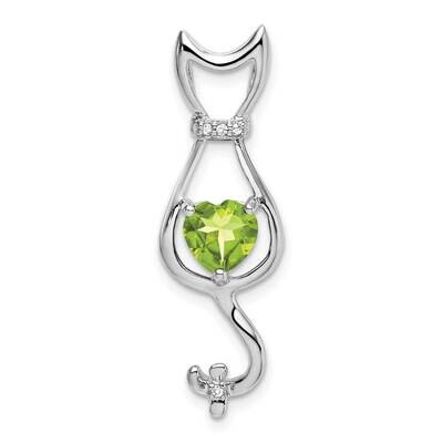 Peridot Diamond Cat Pendant 10k White Gold PM7030-PE-002-1WA, MPN: PM7030-PE-002-1WA,