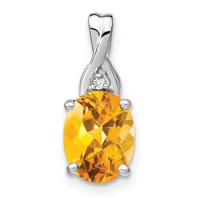 Oval Citrine Diamond Pendant 14k White Gold PM7075-CI-001-WA, MPN: PM7075-CI-001-WA,