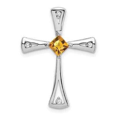 Citrine Diamond Cross Chain Slide 14k White Gold PM7031-CI-005-WA, MPN: PM7031-CI-005-WA,