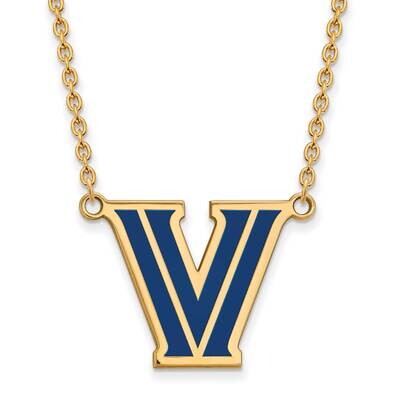Gold-Plated Logoart Villanova University Letter V Large Enameled Pendant 18 Inch Necklace Sterling …