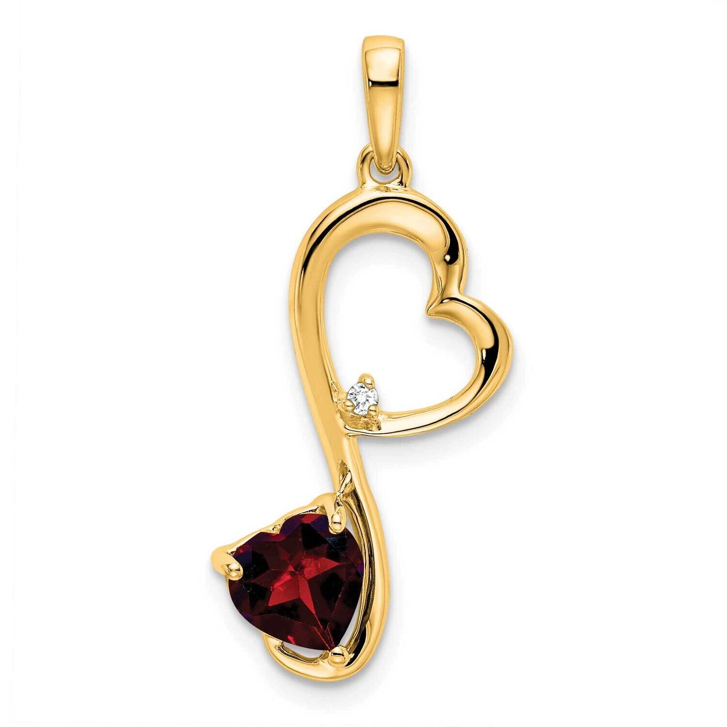 Garnet Diamond Heart Pendant 14k Gold PM7007-GA-001-YA, MPN: PM7007-GA-001-YA,