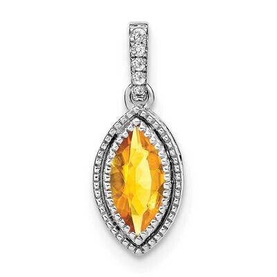 Marquise Citrine Diamond Pendant 14k White Gold PM7095-CI-012-WA, MPN: PM7095-CI-012-WA,