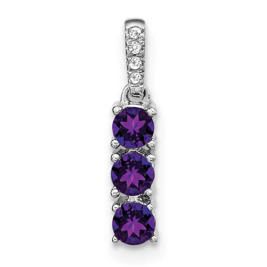 3-Stone Amethyst Diamond Pendant 14k White Gold PM3585-AM-002-WA, MPN: PM3585-AM-002-WA,