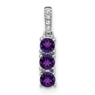 3-Stone Amethyst Diamond Pendant 14k White Gold PM3585-AM-002-WA, MPN: PM3585-AM-002-WA,