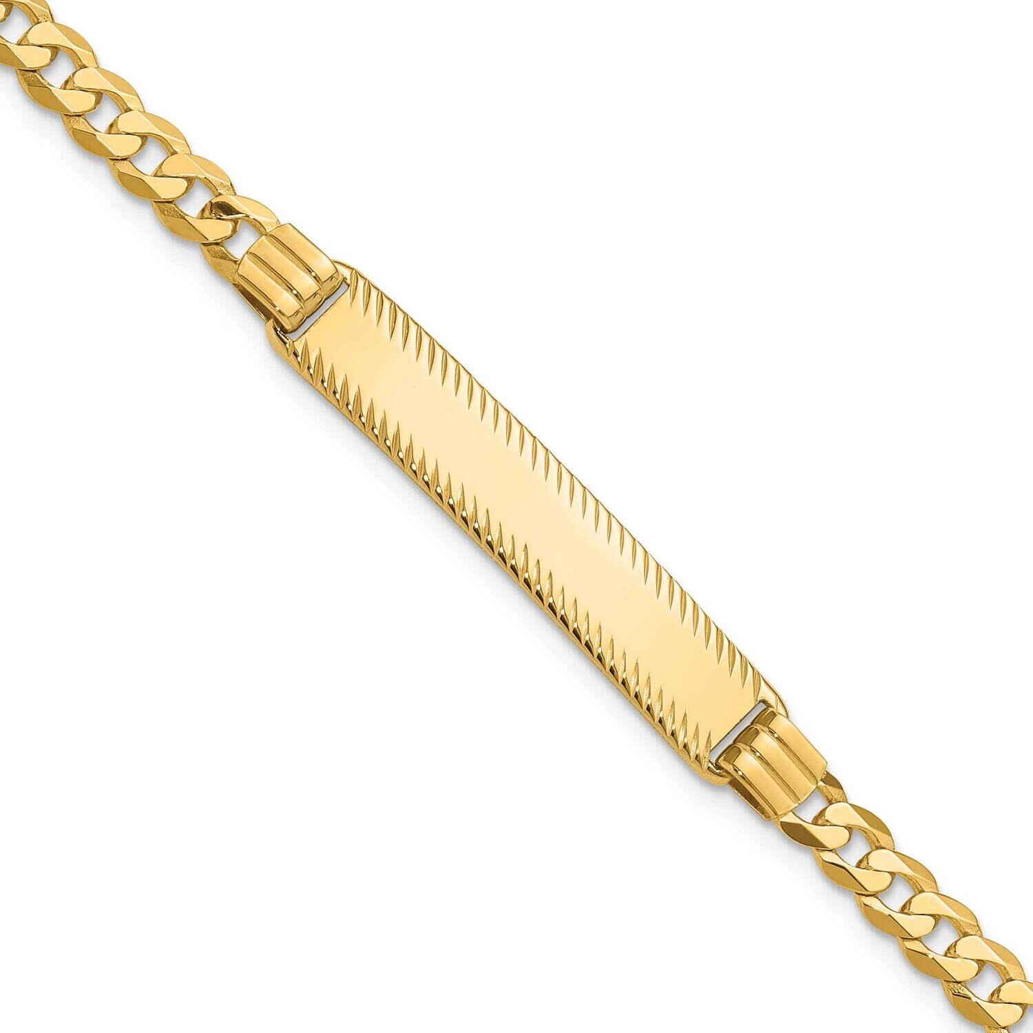 Curb Link Diamond Cut Id Bracelet 8 Inch 14k Gold LID101-8