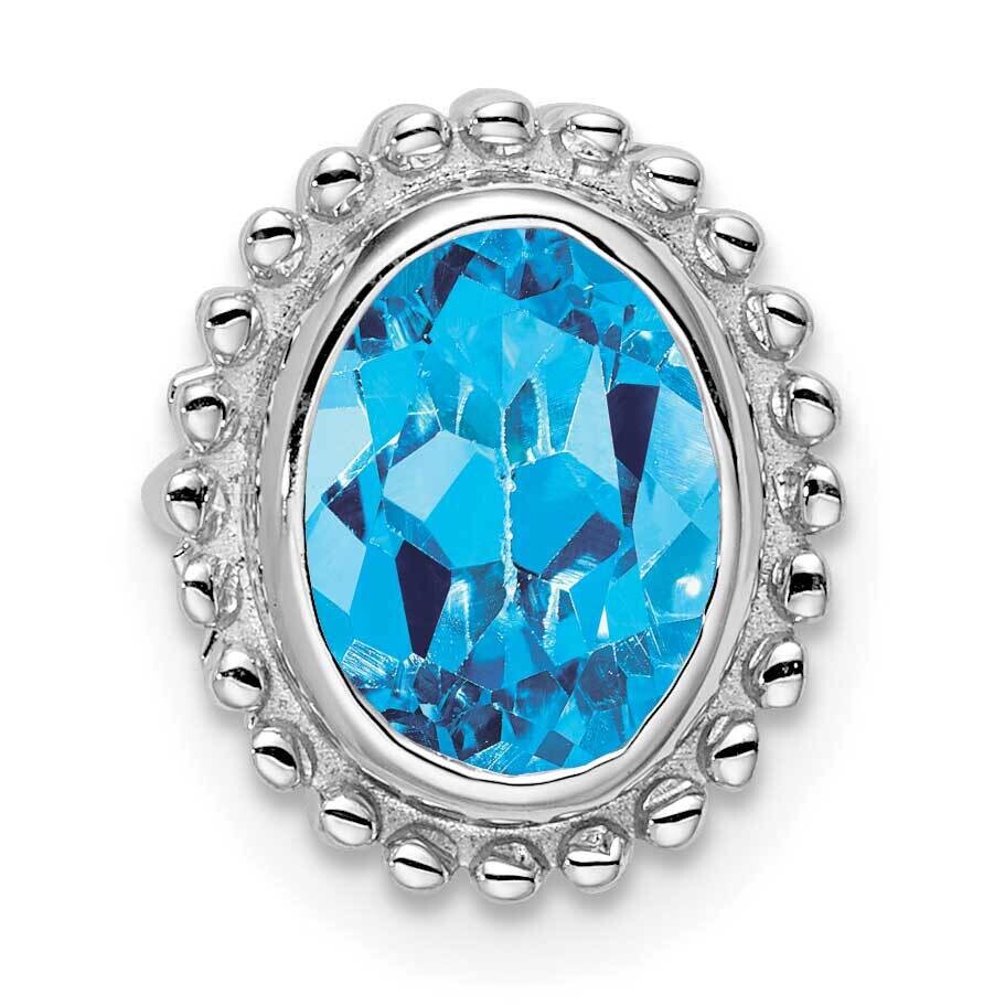 Oval Blue Topaz Chain Slide 14k White Gold PM7202-BT-W, MPN: PM7202-BT-W,