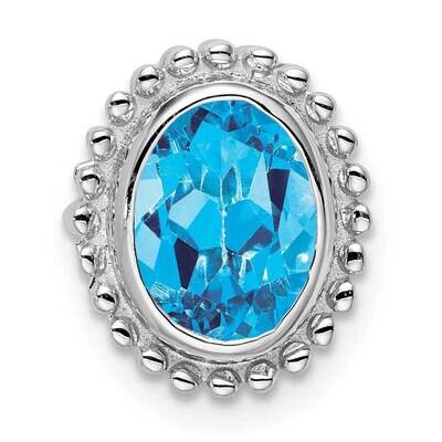 Oval Blue Topaz Chain Slide 14k White Gold PM7202-BT-W, MPN: PM7202-BT-W,