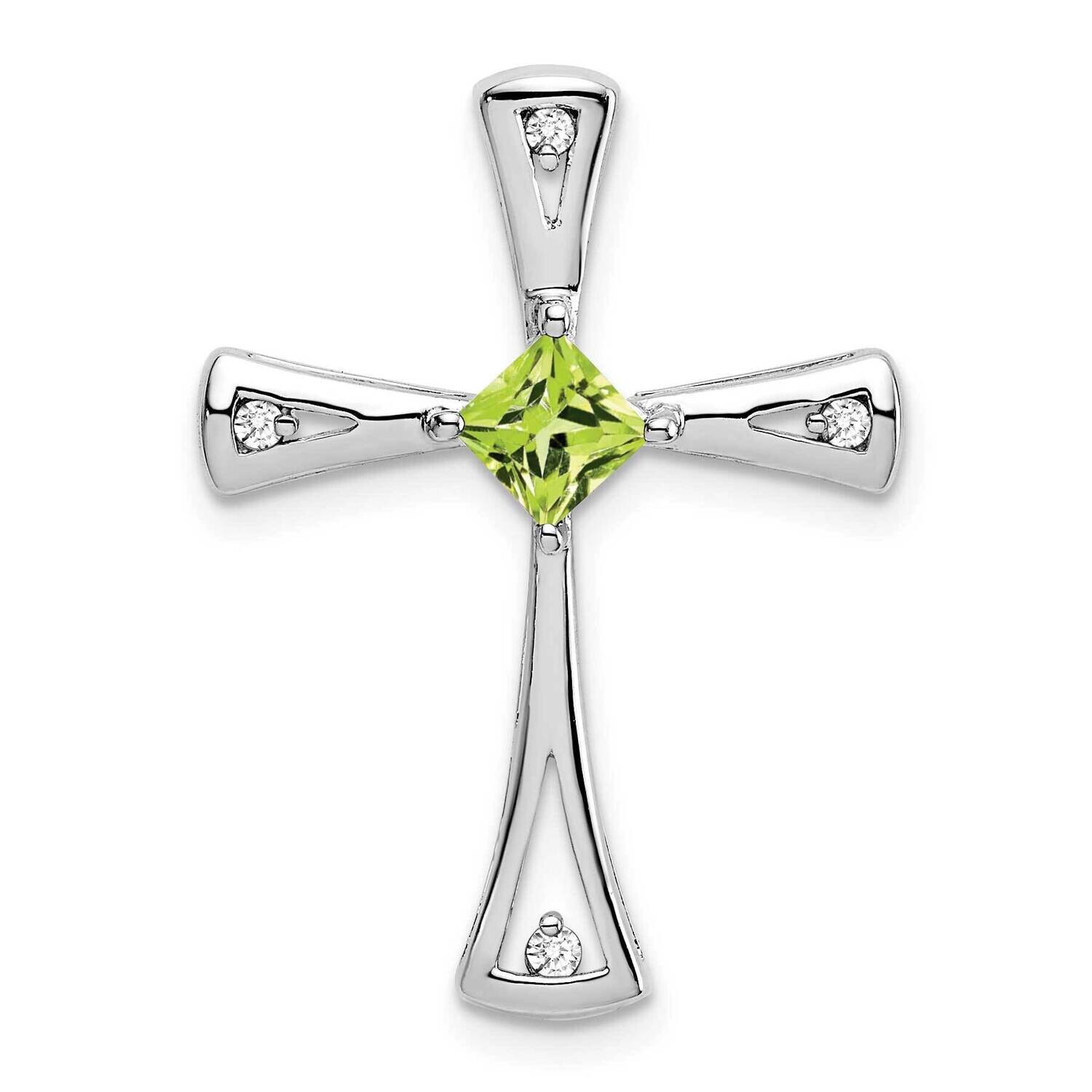 Peridot Diamond Cross Pendant 10k White Gold PM7031-PE-005-1WA, MPN: PM7031-PE-005-1WA,