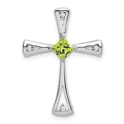 Peridot Diamond Cross Pendant 10k White Gold PM7031-PE-005-1WA, MPN: PM7031-PE-005-1WA,