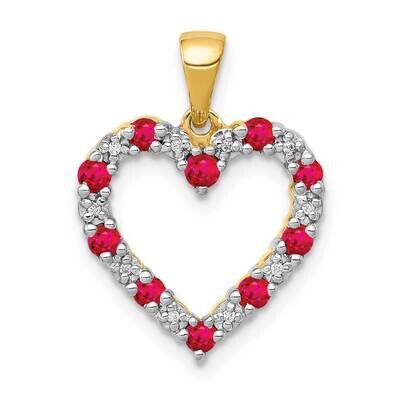 Diamond .35 Ruby Heart Pendant 10k Gold PM5270-RU-003-1YA, MPN: PM5270-RU-003-1YA,