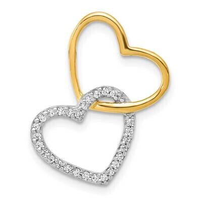 1/10Ct. Diamond Double Heart Chain Slide 10k Two-Tone Gold PM4914-010-1YWA, MPN: PM4914-010-1YWA,