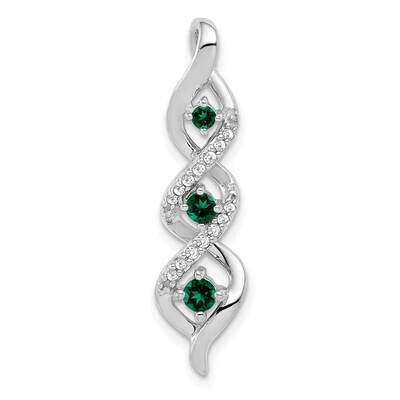 Diamond Created Emerald Twist Chain Slide 10k White Gold PM5264-CEM-008-0WLG, MPN: PM5264-CEM-008-0…