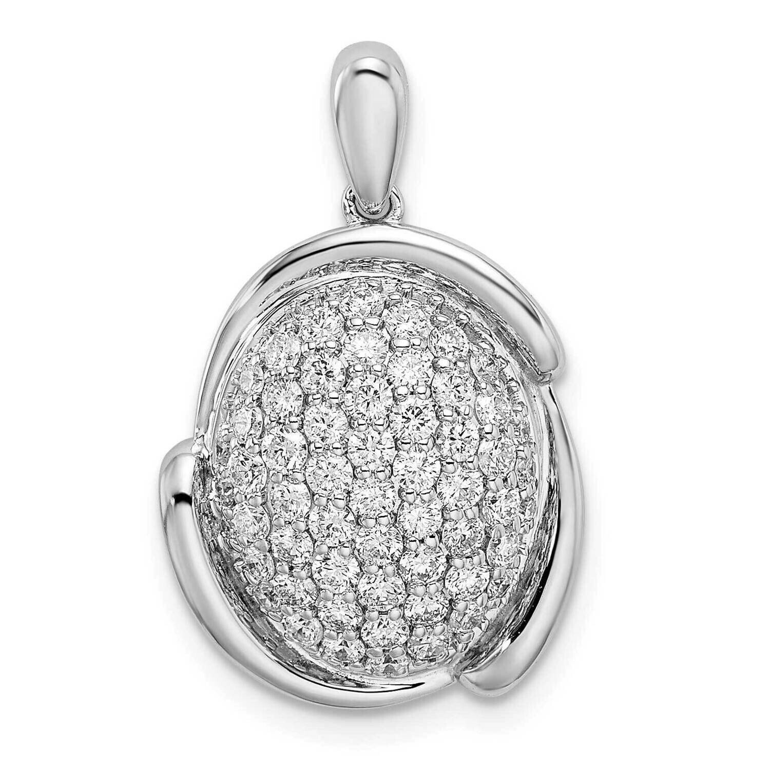 Polished Oval Pave Diamond Pendant 14k White Gold PM6888-075-WA, MPN: PM6888-075-WA,