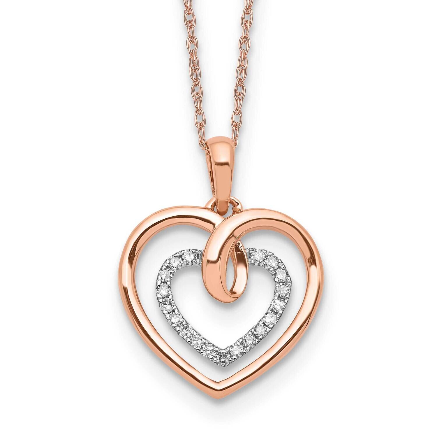 Diamond Hearts Necklace 14k Two-Tone Gold PM6068-010-RWLG-18, MPN: PM6068-010-RWLG-18, 883957897721