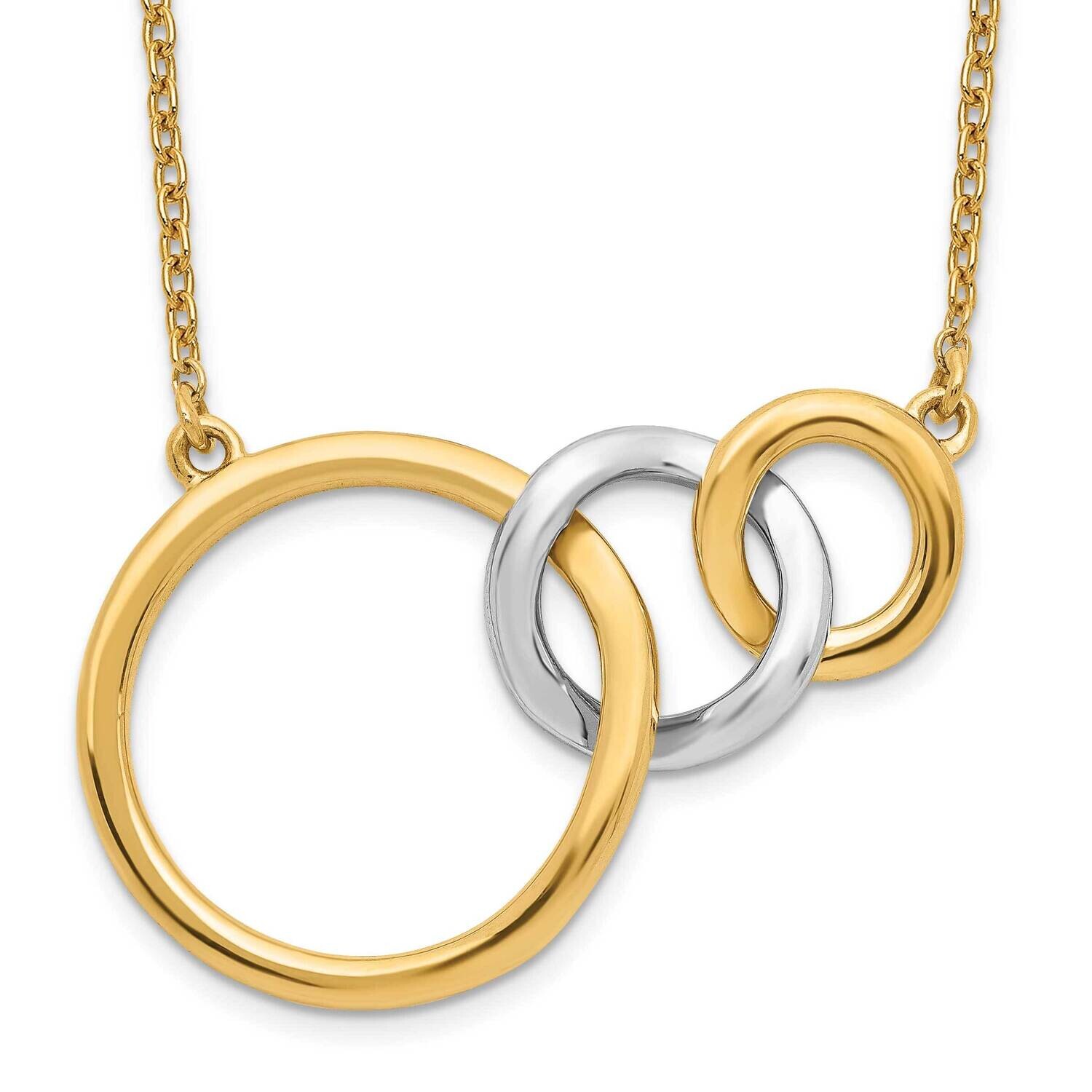 Polished Triple Circle 18 Inch Necklace 14k Two-Tone Gold PM6871-YW